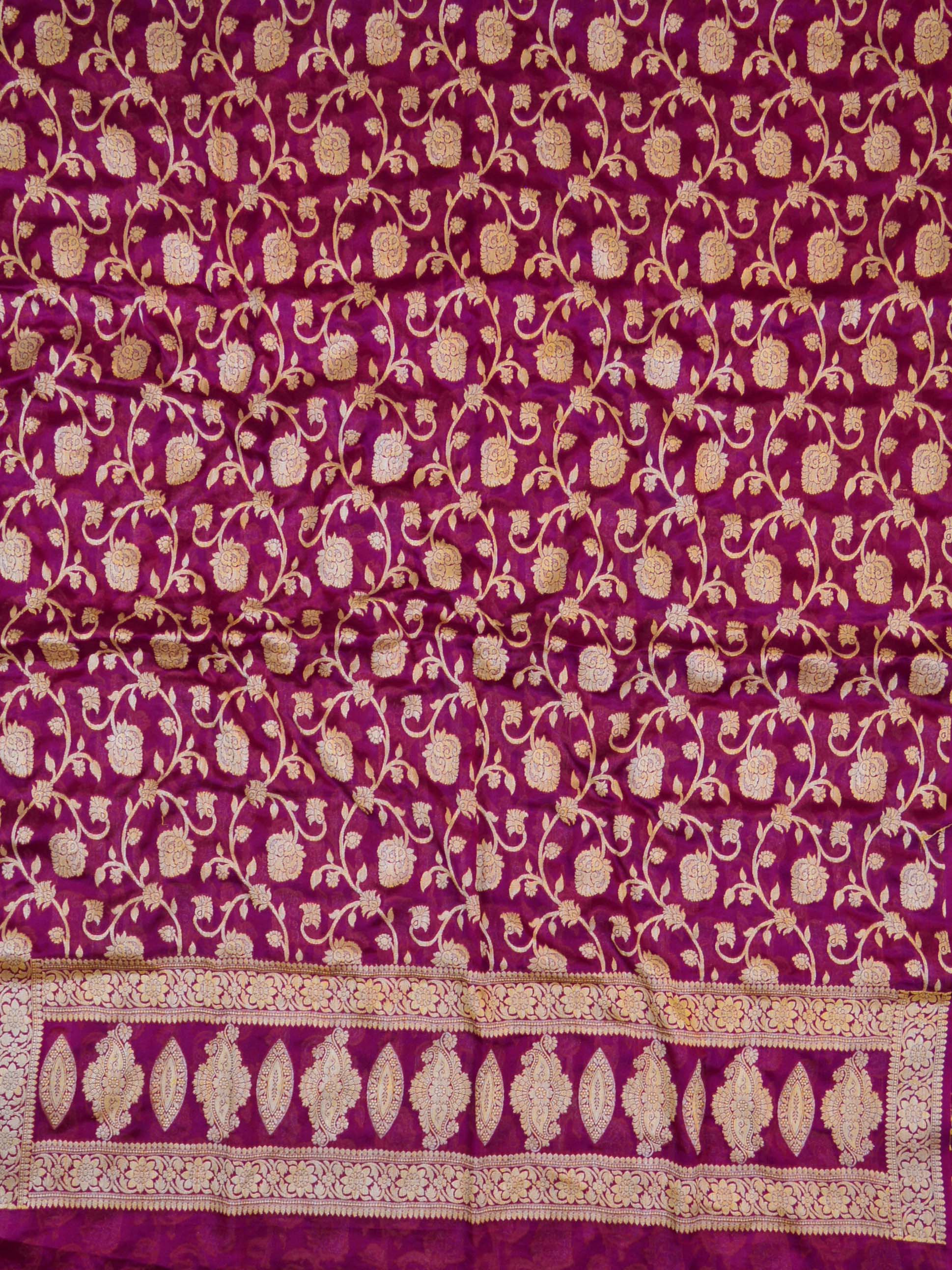 Banarasee Handloom Pure Chiffon Silk Salwar Kameez Set-Yellow & Violet