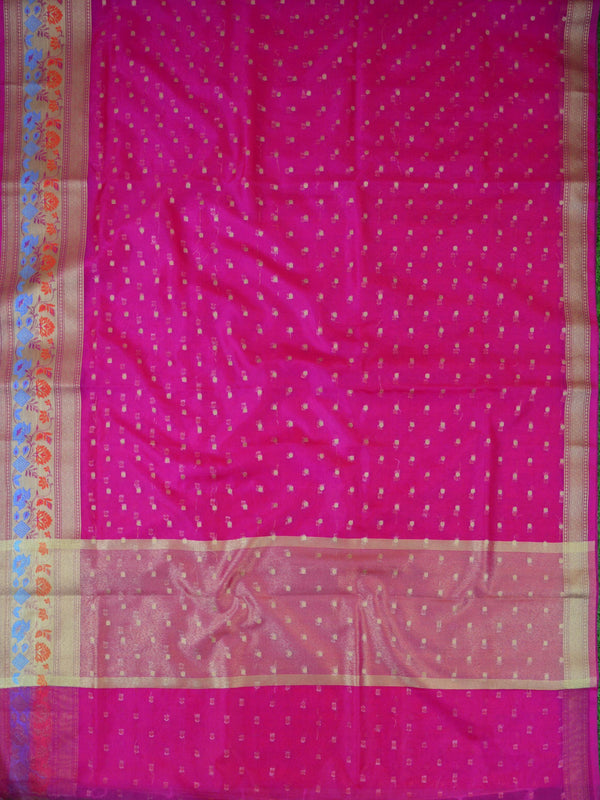 Banarasee Organza Mix Saree With Zari Buta & Floral Border Design Saree-Pink