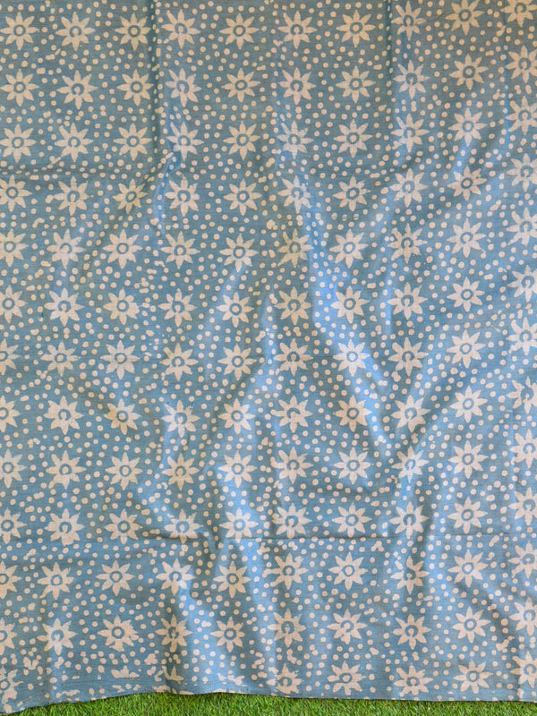 Pure Handloom Khadi Cotton Hand-Dyed Batik Pattern Salwar Kameez Dupatta Set-Green & Blue