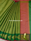 Banarasee Kora Muslin Saree With Zari Weaving Design-Green