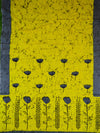 Handloom Mul Cotton Hand Print Saree-Yellow