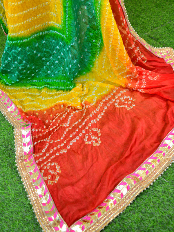 Art Silk Bandhej Gotapatti Dupatta-Multicolor