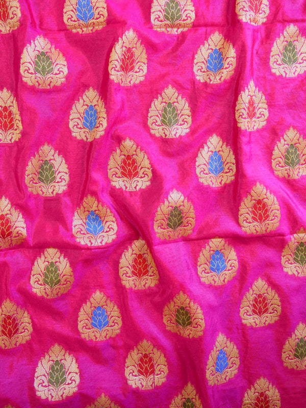 Banarasee Salwar Kameez Glossy Semi Silk Fabric-Pink & Blue