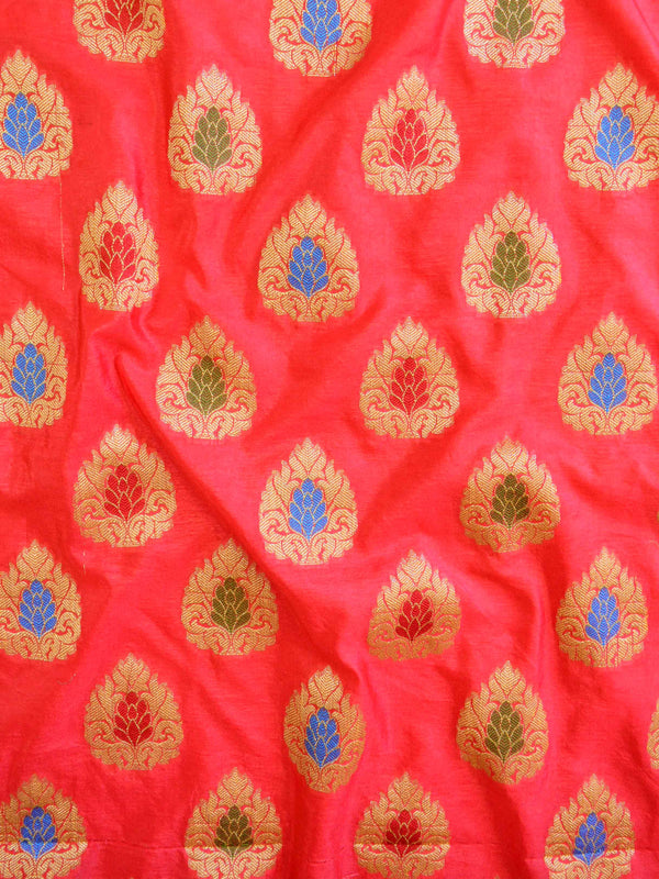 Banarasee Salwar Kameez Glossy Semi Silk Fabric-Yellow & Red