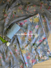 Banarasee Handloom Chanderi Cotton Digital Print Salwar Kameez-Grey