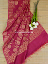 Banarasee Cotton Silk Zari Jaal Dupatta-Wine