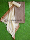 Handloom Khadi Cotton Salwar Kameez Dupatta Set-Brown & Beige