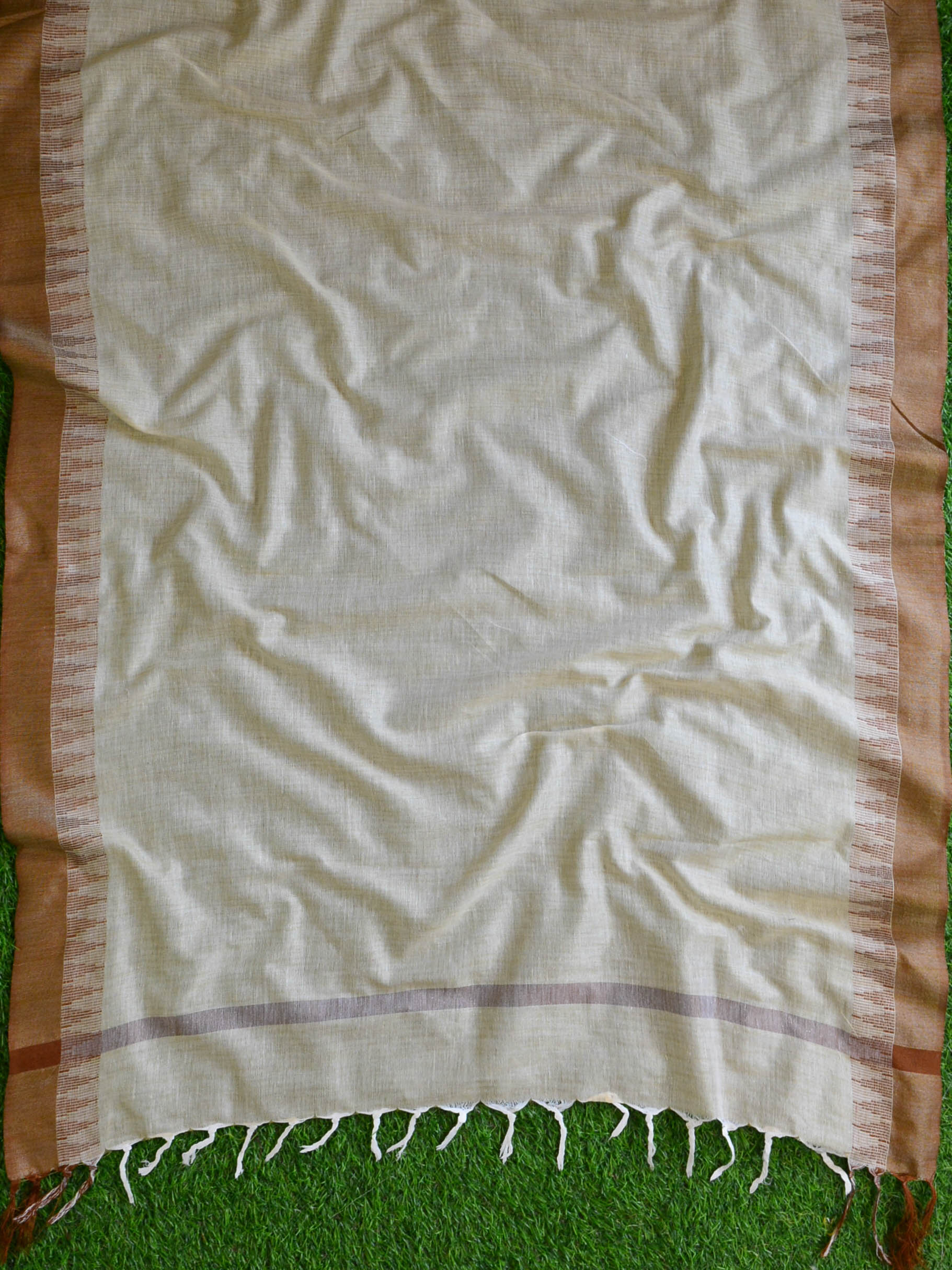 Handloom Khadi Cotton Salwar Kameez Dupatta Set-Brown & Beige