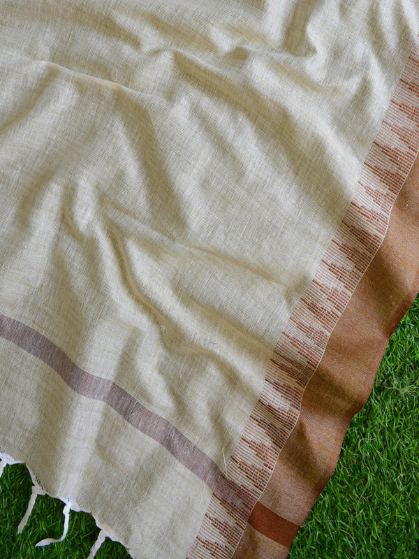 Handloom Khadi Cotton Salwar Kameez Dupatta Set-Brown & Beige