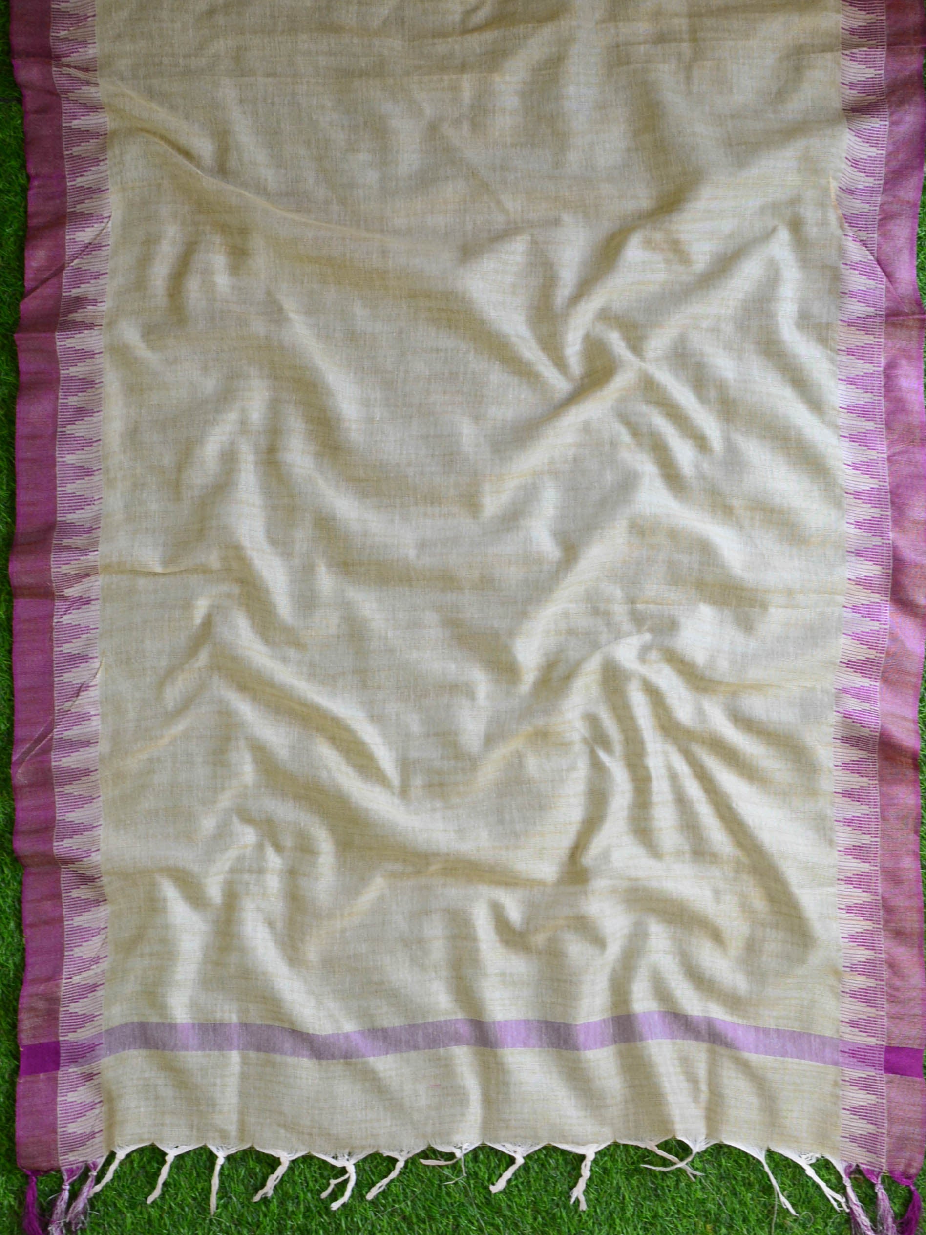 Handloom Khadi Cotton Salwar Kameez Dupatta Set-Plum & Beige