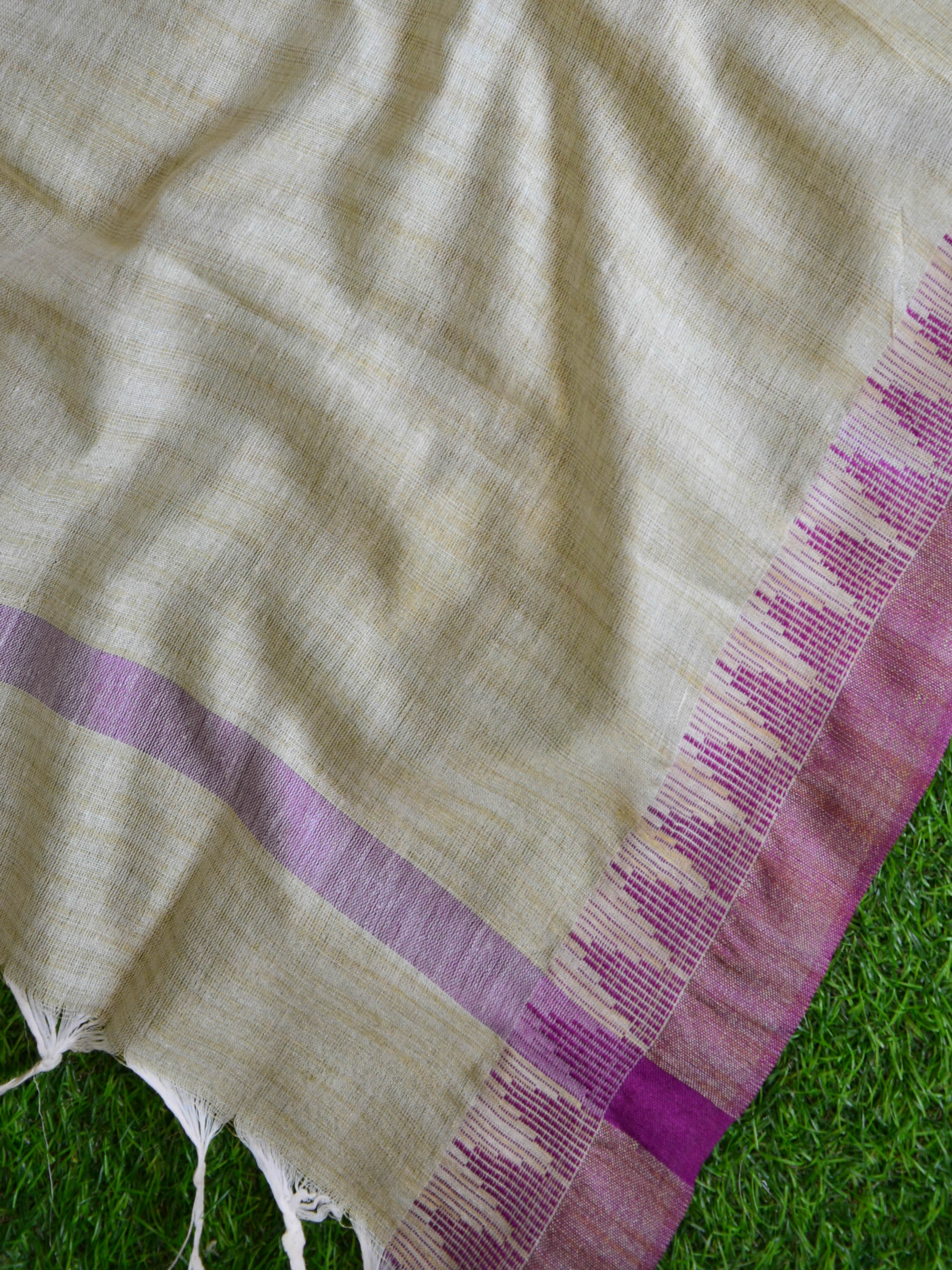 Handloom Khadi Cotton Salwar Kameez Dupatta Set-Plum & Beige