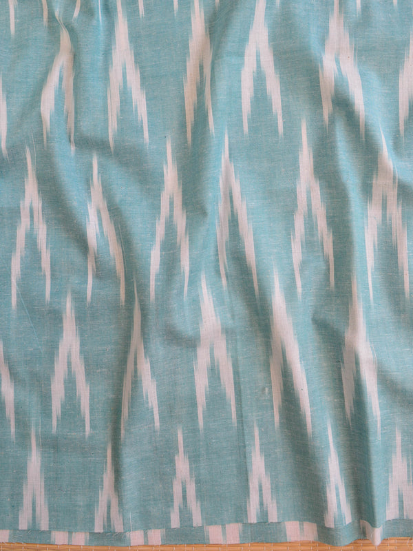 Bhagalpuri Ikkat Kameez With Shibori Dyed Linen Dupatta & Bottom-Green & White