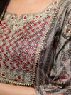 Banarasee Cotton Mix Printed Kurta With Pants-Grey