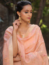 Banarasee Embroidered Linen Tissue Salwar Kameez With Dupatta-Peach