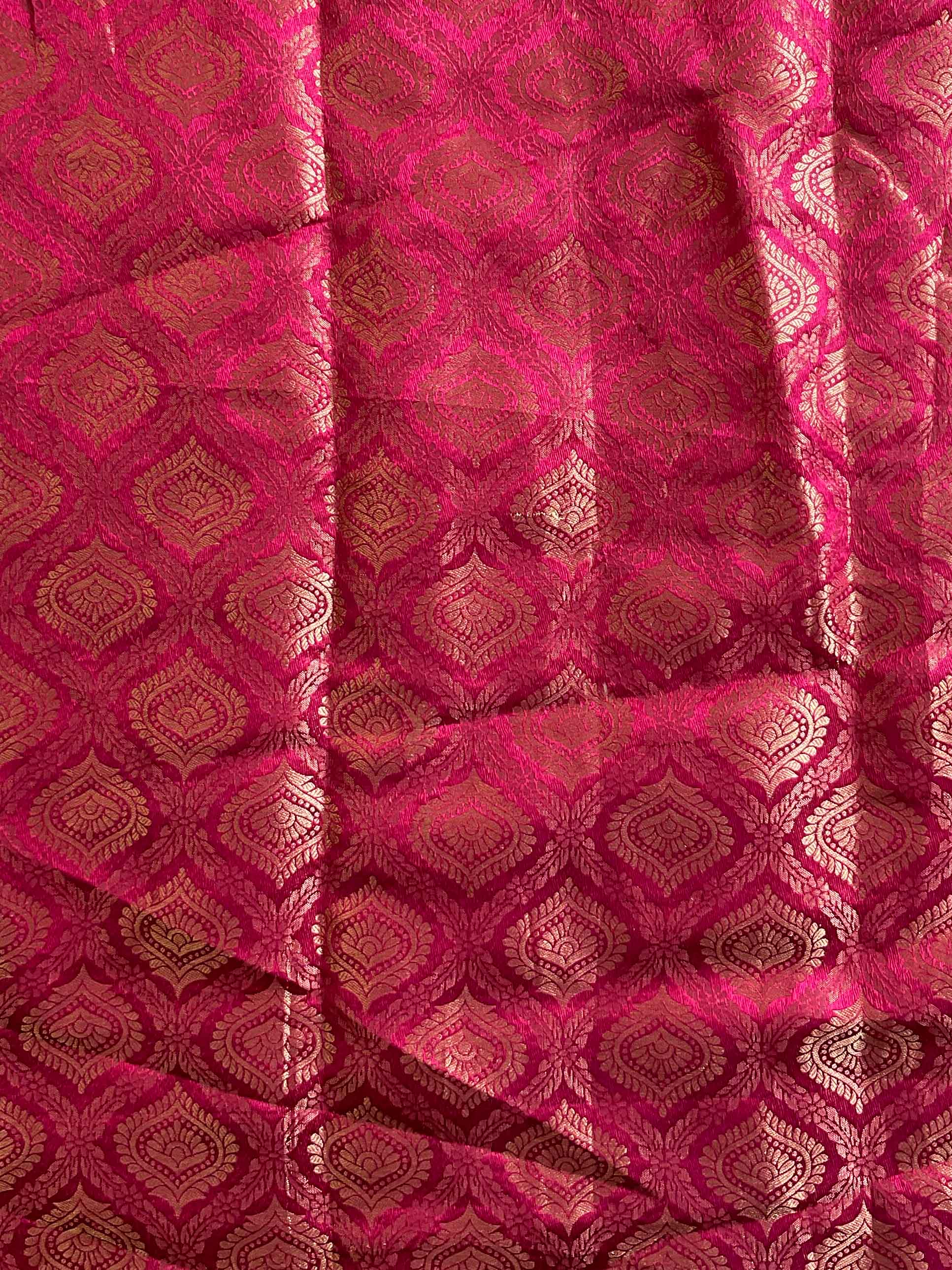 Banarasee Chiffon Blend Saree With Plain Body Zari Border & Brocade Blouse-Grey & Red