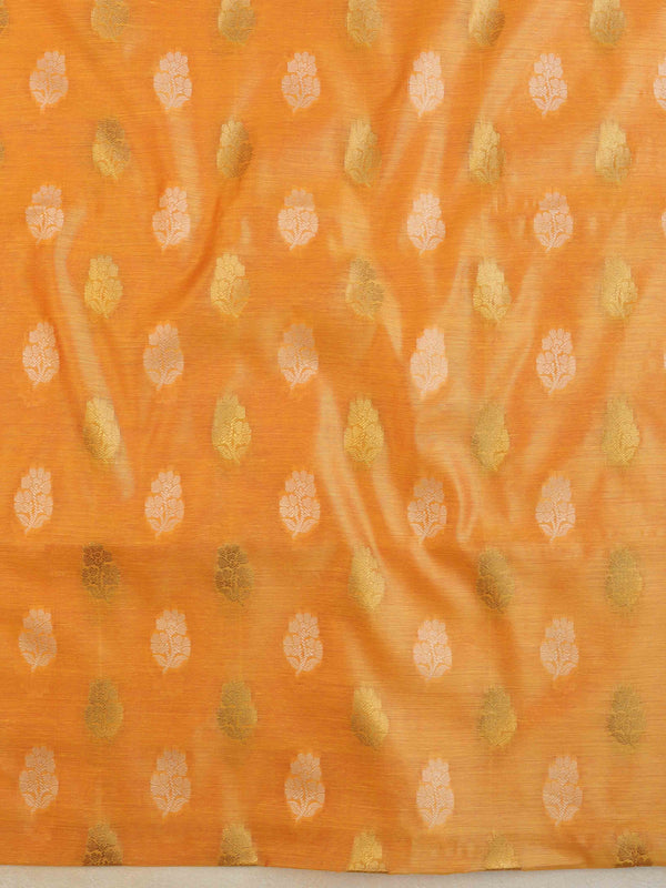 Banarasee Cotton Silk Salwar Kameez Fabric & Dupatta-Yellow & Pink