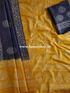 Pure Handloom Khadi Cotton Hand-Dyed Batik Pattern Salwar Kameez Dupatta Set-Yellow