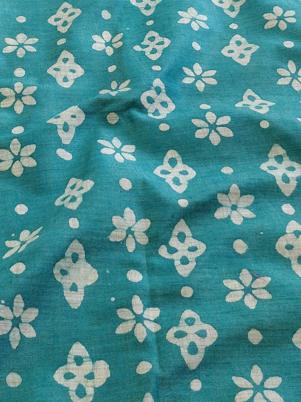 Pure Handloom Khadi Cotton Hand-Dyed Batik Pattern Salwar Kameez Dupatta Set-Green