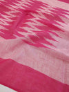 Pure Handloom Cotton Self Weaving Salwar Kameez Set With Ikkat Dupatta-Pink