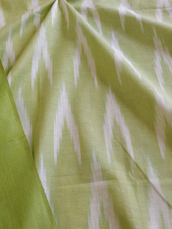 Handloom Khadi Cotton Salwar Kameez Dupatta Ikkat Woven Set-Green