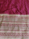 Banarasee Self-Weaving Semi Silk Salwar Kameez Set With Hand-Work Dupatta-Burgundy