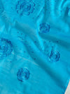 Banarasee Cotton Silk Embroidered Floral Design Dupatta-Blue