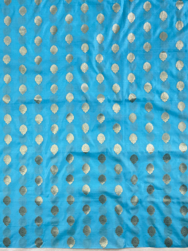 Banarasee Chanderi Cotton Buta Design Salwar Kameez Fabric With Contrast Dupatta-Pink & Blue