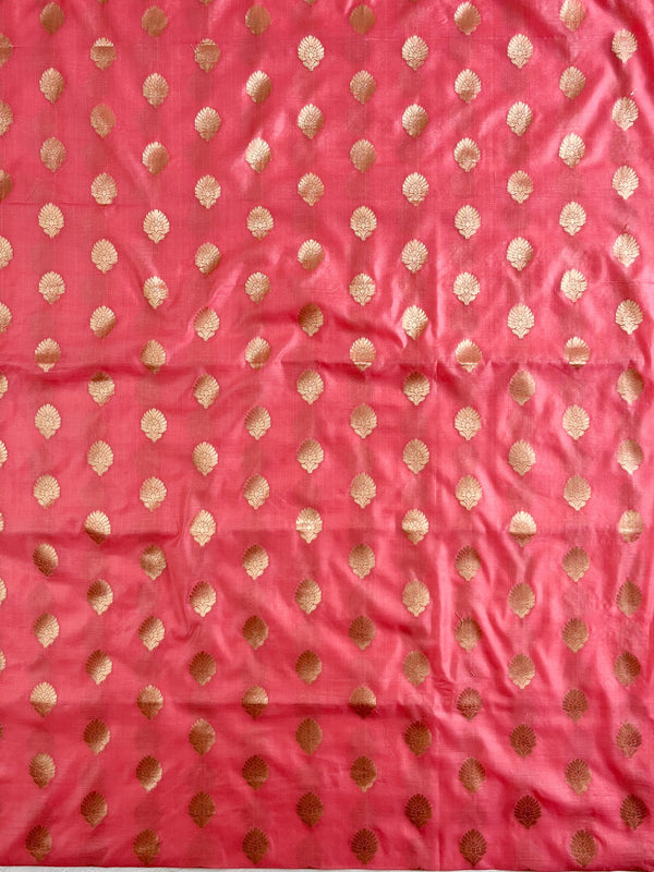 Banarasee Chanderi Cotton Buta Design Salwar Kameez Fabric With Contrast Dupatta-Pink & Grey