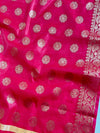 Banarasee Chanderi Cotton Buta Design Salwar Kameez Fabric With Contrast Dupatta-Sea Green & Pink