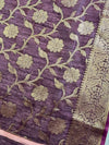 Banarasee Chanderi Cotton Buta Design Salwar Kameez Fabric With Contrast Dupatta-Lavender & Brown
