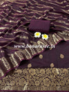Banarasee Chanderi Cotton Zari Buta Design Salwar Kameez & Dupatta Set-Brown