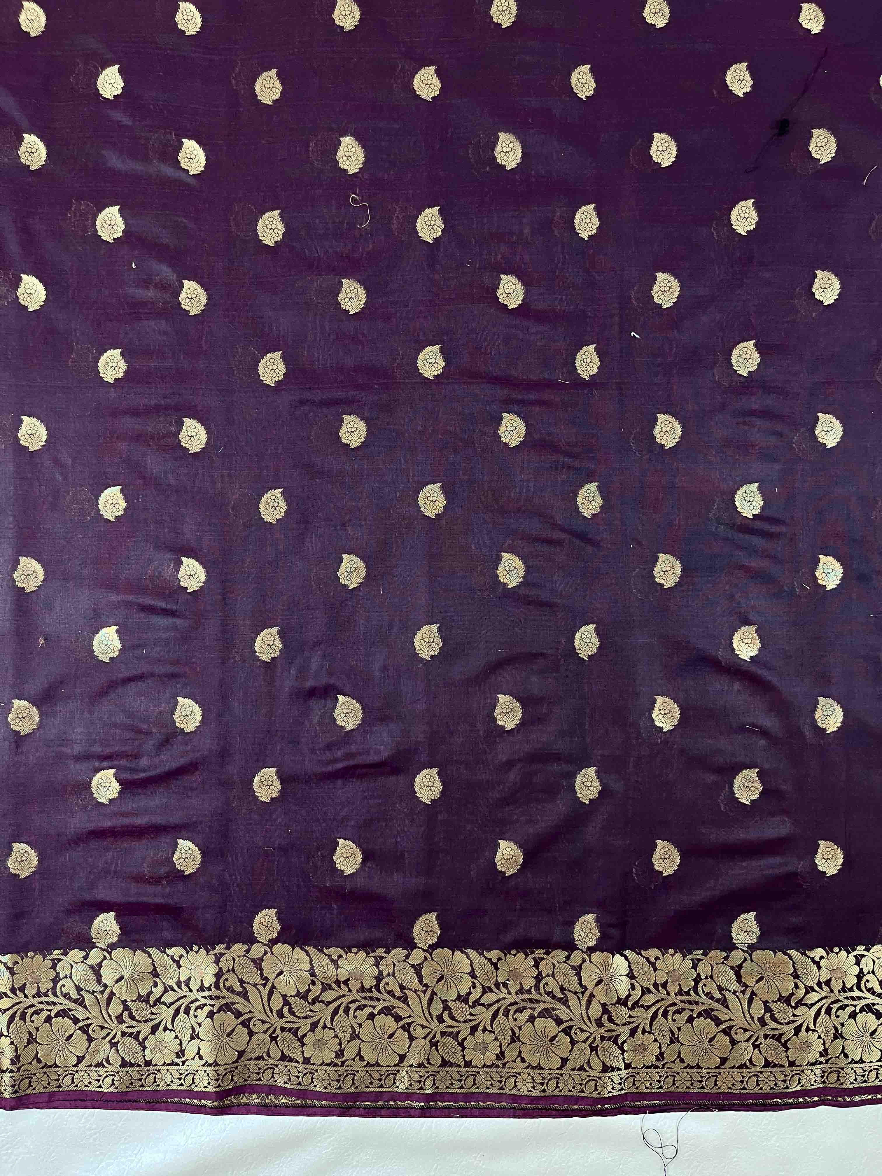 Banarasee Chanderi Cotton Zari Buta Design Salwar Kameez & Dupatta Set-Brown