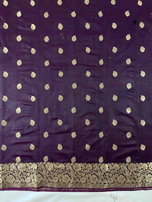 Banarasee Chanderi Cotton Zari Buta Design Salwar Kameez & Dupatta Set-Brown