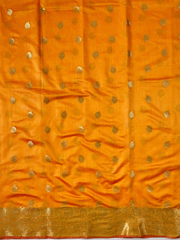 Banarasee Chanderi Cotton Zari Buta Design Salwar Kameez & Dupatta Set-Yellow