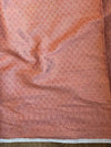 Banarasee Handwoven Semi-Chiffon Saree With Copper Zari Work-White