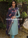 Banarasee Floral Embroidered Chanderi Cotton Lurex Zari Dupatta-Blue