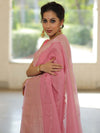 Banarasee Organza Silk Saree With Zari Motifs & Border-Pink