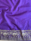 Banarasee Handwoven Semi-Chiffon Saree With Buti Design & Broad Floral Border-Violet