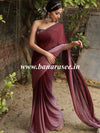 Banarasee Velvet Chiffon Sari With Swarovski Border & Contrast Sequins Work Blouse-Wine