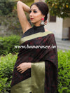 Banarasee Chanderi Cotton Zari Border Embroidered Saree-Black
