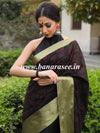 Banarasee Chanderi Cotton Zari Border Embroidered Saree-Black