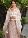Banarasee Handloom Chanderi Silk Ombre Dyed Zari Work Salwar Kameez Dupatta Set-Fawn