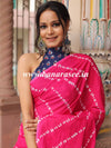 Handloom Mul Cotton Shibori Print Saree-Pink