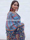 Banarasee Pure Handwoven Linen Salwar Kameez With Embroidered Design-Blue