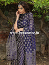 Banarasee Semi-Silk Salwar Kameez Fabric With Resham Design-Blue