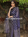 Banarasee Semi-Silk Salwar Kameez Fabric With Resham Design-Blue