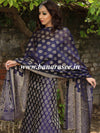 Banarasee Semi-Silk Salwar Kameez Fabric With Resham Design-Blue