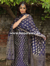 Banarasee Semi-Silk Salwar Kameez Fabric With Resham Design-Blue