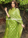 Banarasee Handloom Chanderi Cotton Zari Work Salwar Kameez Dupatta Set-Olive Green