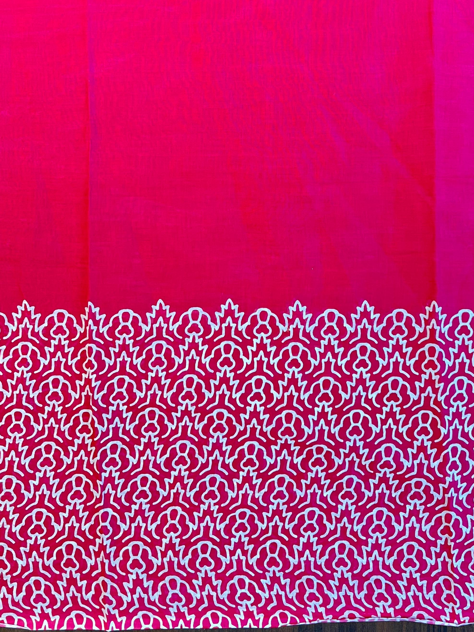 Handloom Mul Cotton Hand-block Print Saree-Pink